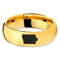 thumbnail image 2 of Tungsten Iowa Hawkeye State Band Ring 7mm Men Women Comfort Fit 18k Yellow Gold Dome Polished, 2 of 4