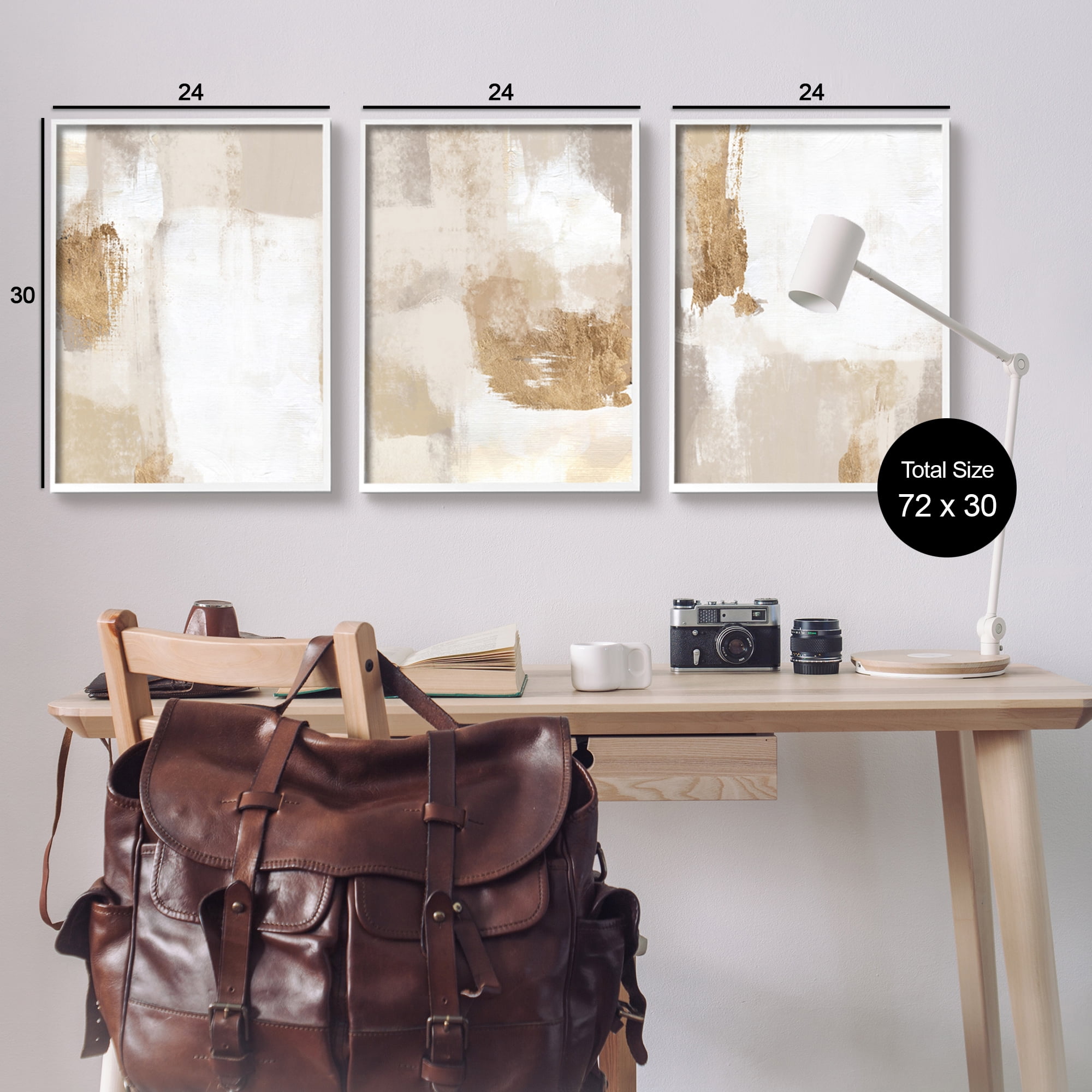 Stupell Industries Beige Modern Abstraction Abstract Painting White Framed Art Print Wall Art, 24 x 30, Set of 3