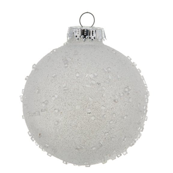 Vickerman 4" White Ice Ball Ornament, 6 per Bag
