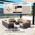 thumbnail image 4 of Kullavik 14-Piece Outdoor Rattan Sofa Set, Patio Furniture Wicker Sectional Couch with Coffee Table & Pillows, All-Weather PE Rattan Conversation Set for Garden, Poolside, Backyard,Sand, 4 of 7