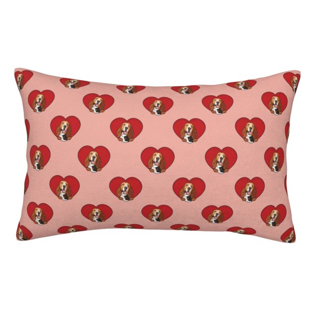 Fotbe Basset hound dog with paw Funda de Almohada Decorativa Estilo Occidental, Lujo en Algodón, Fundas para Almohadas King, Cojín Estampado para Decoración del Hogar-16"x24"