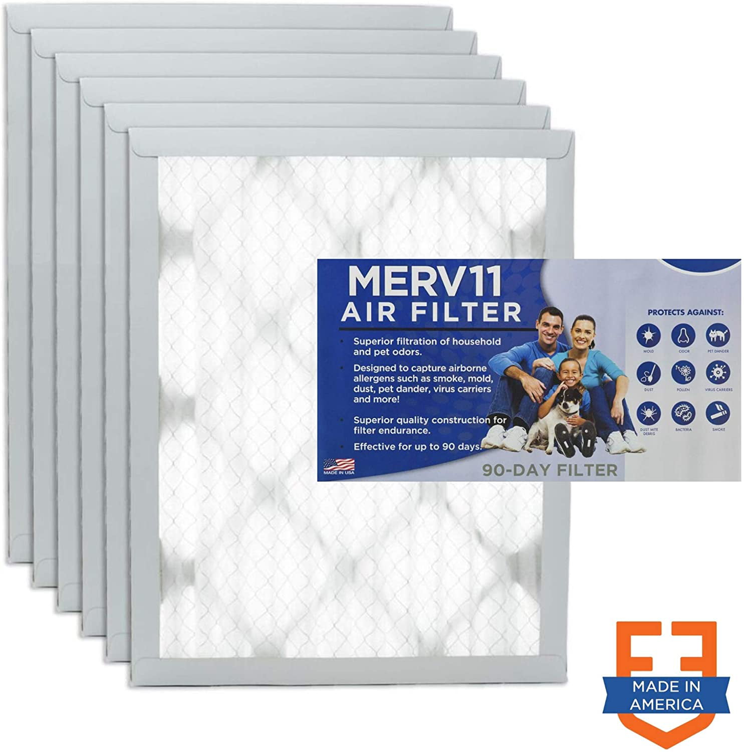 Merv 8 Filters Fast 8x8x1 Pleated Air Filter Made in the USA 1 AC Furnace Air Filters Actual Size: 8.00x8.00x0.75” 6 Pack 