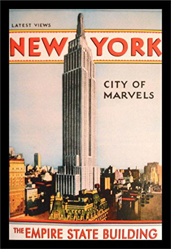 Retro New York City Empire State Poster Vintage Art Decor Print Artwork Framed