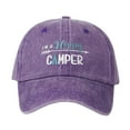 thumbnail image 3 of Womens Beach Hat Men I Am A Happy Camper Embroidery Washed Cotton Camping Baseball Cap Purple One Size, 3 of 4