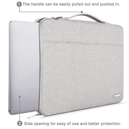 MacBook Air JEI-MEN 360 Protective Laptop Sleeve Compatible with 13-13.3 inch MacBook Pro Notebook Polyester Bag with Organizer Pockets Gray Shockproof Carrying Case Cover Handbag