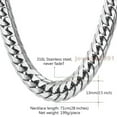 thumbnail image 4 of Big Chunky HipHop Chain For Men Link Silver Stainless Steel Heavy Necklace Gift, 4 of 4