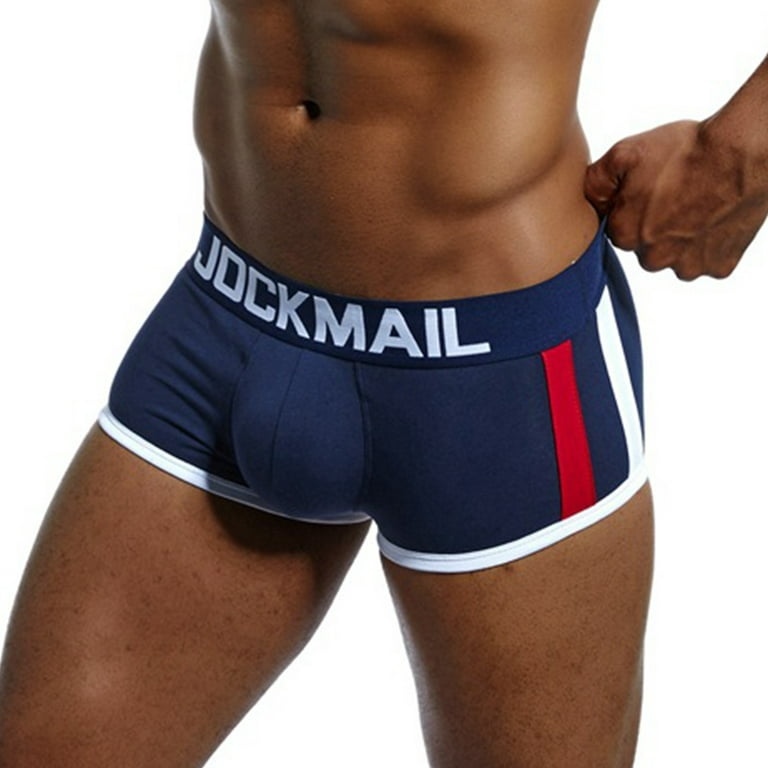 YDKZYMD Mens Underwear Pouch Trunks Support Ball Pouch Enhancing Boxer  Briefs for Men Dark Blue XL 