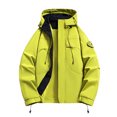 thumbnail image 1 of Leodye Men's solid color long sleeved Fit Relaxed Work Coat Waterproof Workwear Hooded Jacket with Pockets Green M(M), 1 of 9