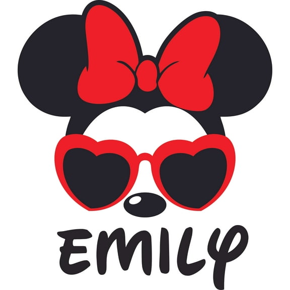 Design with Vinyl Cool Minnie Mouse Heart Shades Wall Sticker