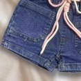 thumbnail image 5 of Girls Denim Shorts with Adjustable Drawstring Waistband, High Waist Elastic Shorts for Kids Kids, Blue Casual Summer Play Shorts,Size 1-2T, 5 of 5