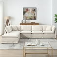 thumbnail image 5 of Harper & Bright Designs Modular Sectional Sofa Set with Movable Ottoman, Chenille 6-Seat L-Shaped Couch, Oversized Free Combination Sectional Sofe with for Living Room, Off White, 5 of 20