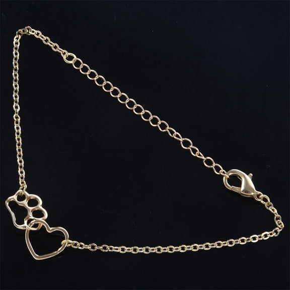 Women Bracelets Pet Footprint Bracelets Shellhards Cute Animal Dog Love Heart Charm Bracelet Gold