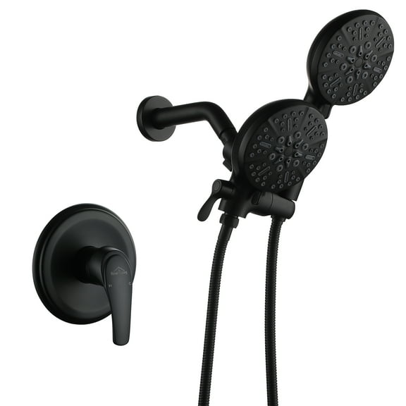 Boyel Living 5 Spray Mode Fixed Shower Head with Handheld Shower Head for Bathroom Dual Shower Head System Shower Faucet Set Black