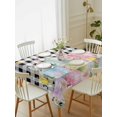 thumbnail image 2 of Spring Easter Flowers Rectangle Tablecloth, Farmhouse Floral Black Buffalo Plaid Waterproof & StainResistant Tablecloth, Washable Oil-proof Table Cover for Dining/Party/Wedding/Buffet 52x70 In, 2 of 9