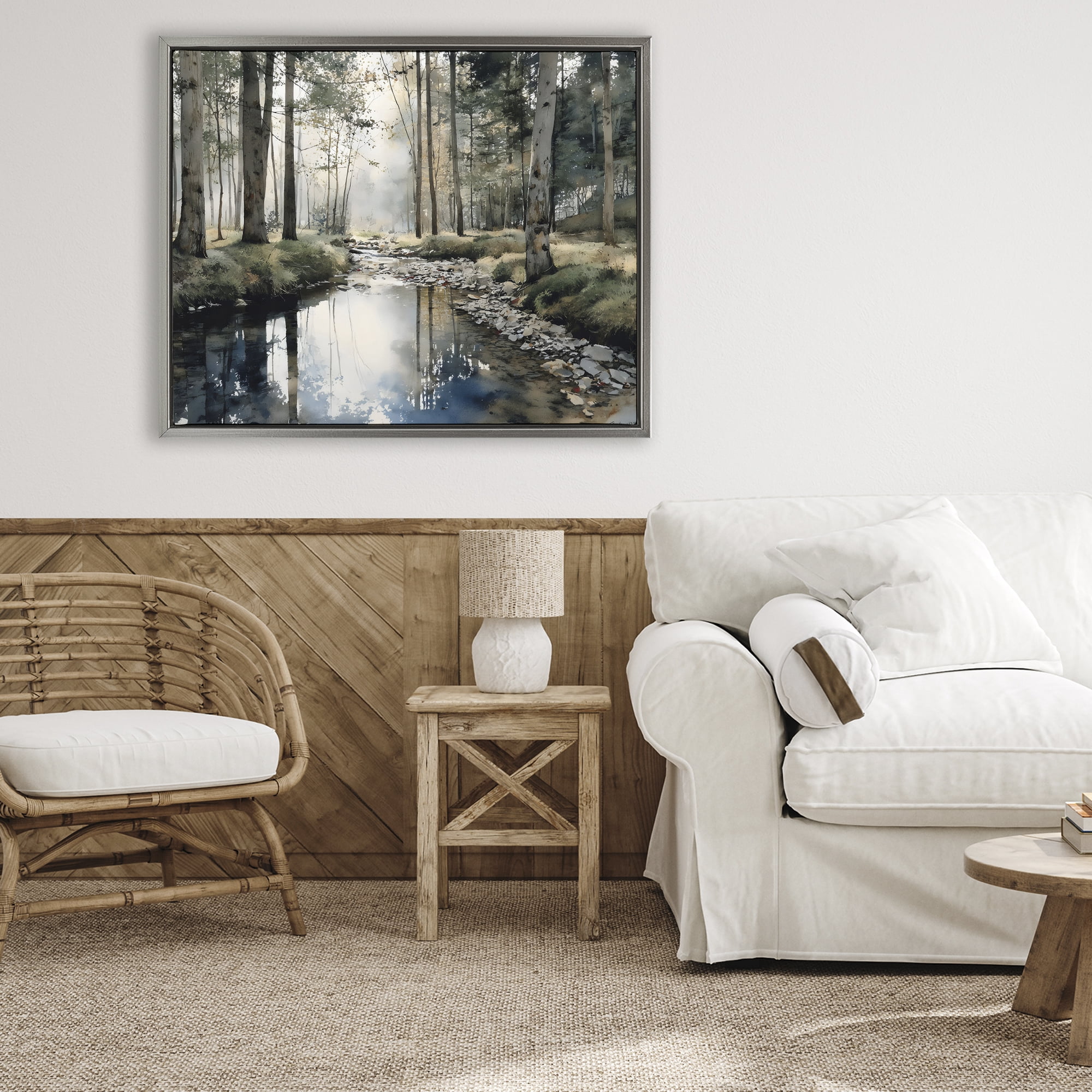 Stupell Industries Woodland Wonder Creek Gray Framed Floater Canvas Wall Art, design by Franklyn Gregory