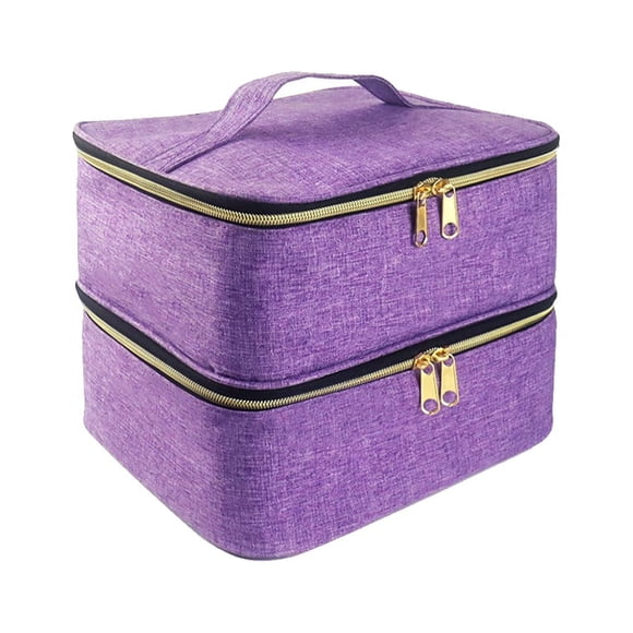 Qarigey Aspecto elegante: organice y almacene la colección de esmaltes de uñas con facilidad y bolsa de transporte para esmaltes de uñas. Juegos de manicura púrpura