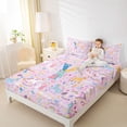 thumbnail image 3 of jejeloiu Cute Unicorn Animals Queen Sheet Sets For Girls,3D Cartoon Monogrammed Y Bed Set For Kids,4 Pieces, 3 of 6