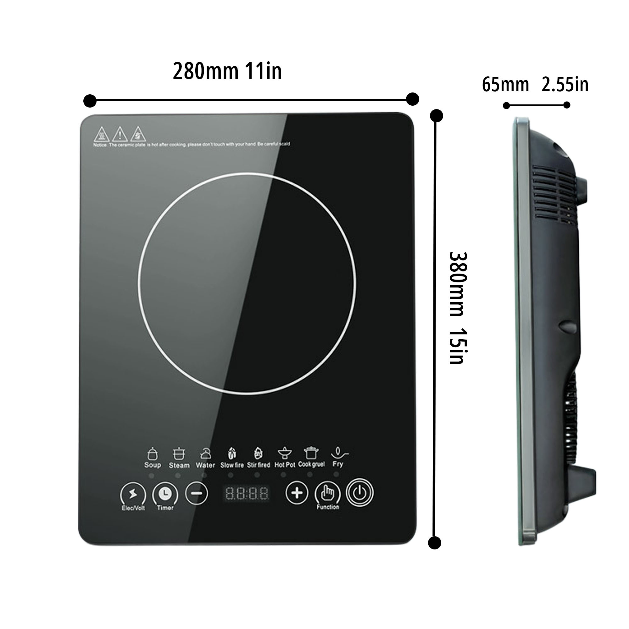 REDUSK 1800W Portable Induction Cooktop, Induction Countertop Burner with LED Display, Hot PlateElectric Stove Top Burner with 8 Temp Setting,Black