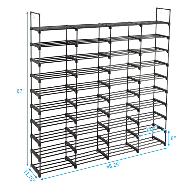 Alvantor 10-Tier Black Stackable Shoe Rack Organizer for Entryway and Closet
