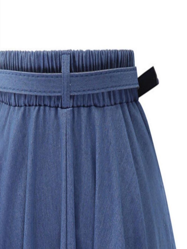 Women Fashion Pure Color Loose Denim Flare Skirt Midiskirt Skirting ...