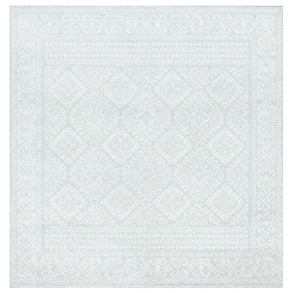 SAFAVIEH Tulum Ophelia Bordered Geometric Area Rug, 3' x 3' Square, Light Grey/Ivory