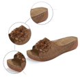 thumbnail image 5 of Slippers for Women,Stylish Opentoe Wedges With Leather Top And Flower Slippers Are Comfortable Shoes With Temperament,Womens Slippers,Brown,9, 5 of 9