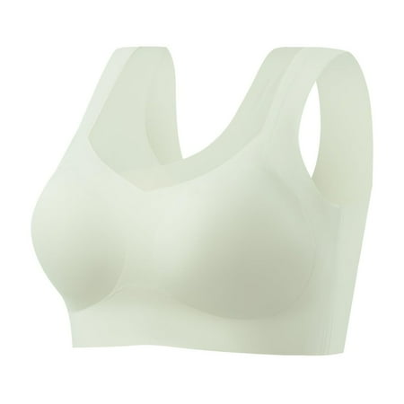 VISALY Bras for Women  Smoothing Bras Anti Sagging Wireless Comfy Bra for Older Women No Underwire Full Coverage Bra  Tank Top with Built In  Wireless Bra  Underwear Camisoles (Green  M)