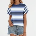 thumbnail image 2 of Spring Tops for Women Fashionable Wide Striped Casual T Shirt Short Sleeve Summer Shirts for Women Blue XL, 2 of 4