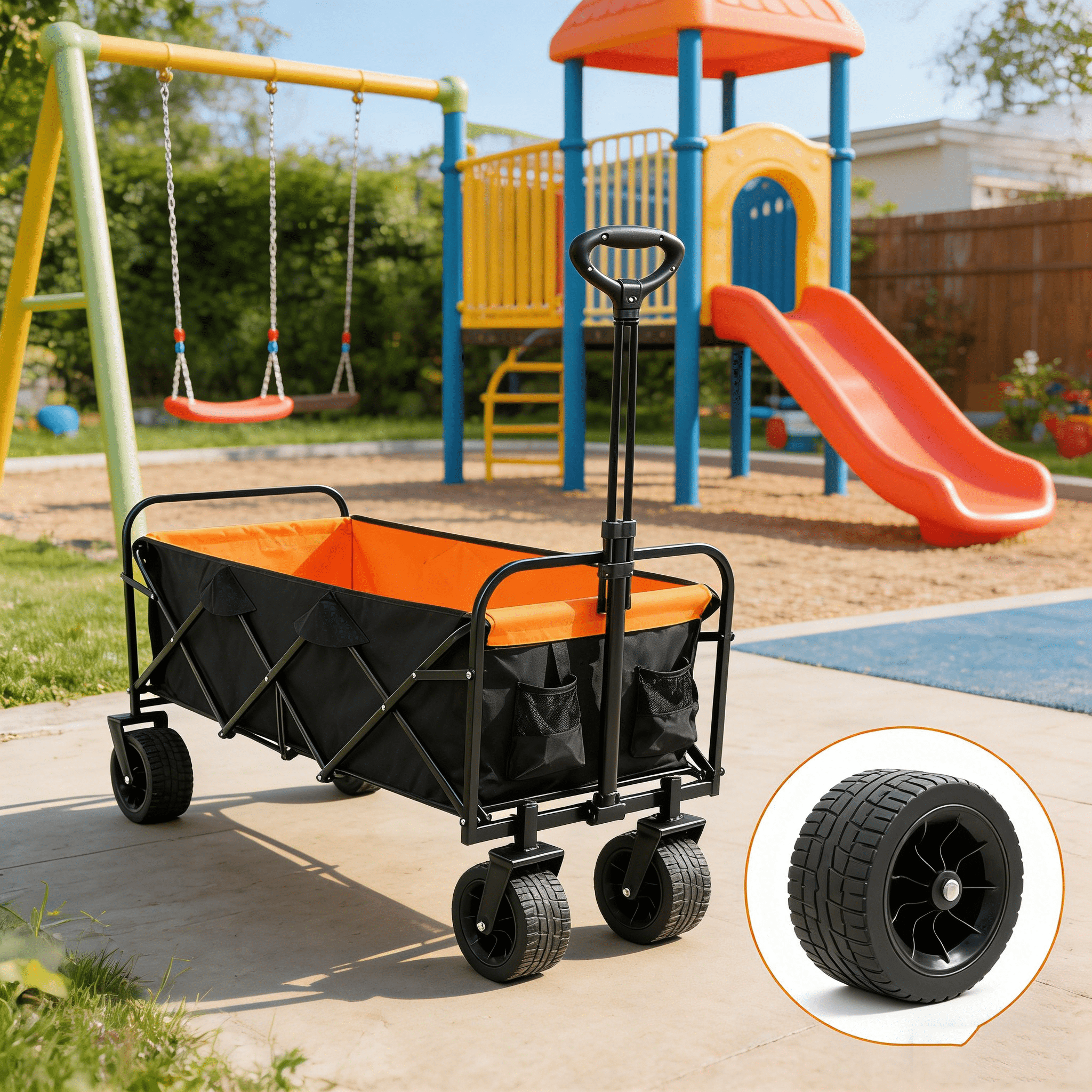 Folding Cart Extra Long Extender Wagon Cart Folding Wagon Garden Shopping Beach Cart