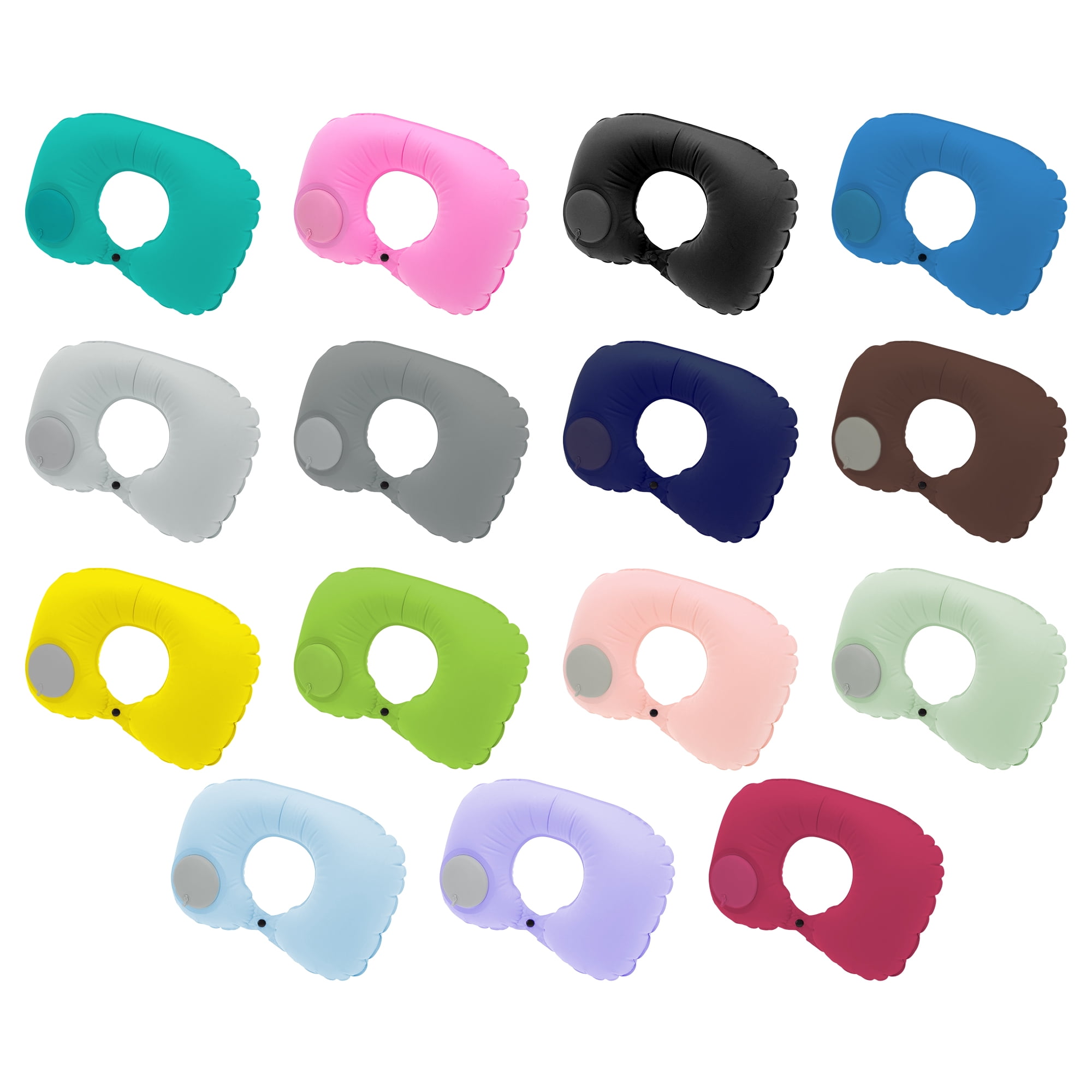 Unique Bargains Travel Pillow Press to Inflate Neck Pillow Peacock Green 15.75"x11.02"