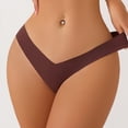 thumbnail image 2 of Women's Sexy Thong Sports Fitness Underwear，Ice-Cooling, Solid Color, Cotton，Pack of 5, 2 of 11