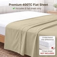 thumbnail image 2 of California Design Den Queen Flat Sheet Only - 400 Thread Count 100% Cotton Sateen, Soft and Breathable - Beige (Golden Tone), 2 of 9