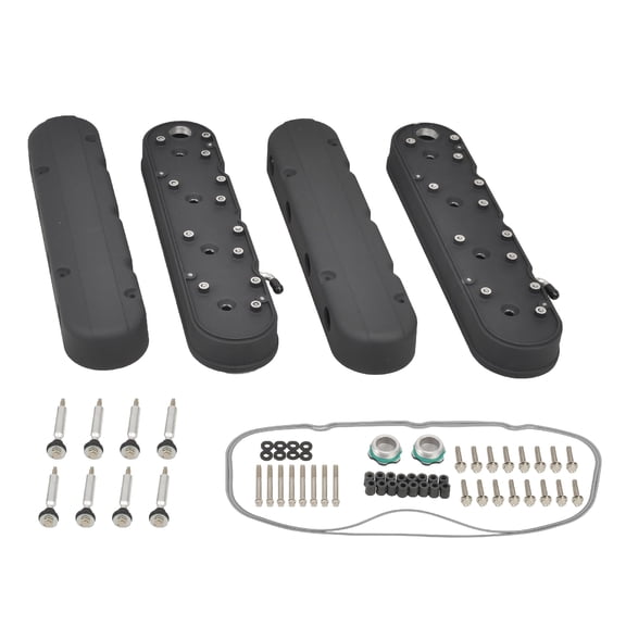 BATONECO LS Cast Aluminum Tall Valve Covers w/ Coil Mounts Valve Cover for Chevy Small Block SB V8 293 325 376 427 Black