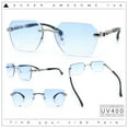 thumbnail image 2 of Luxury Rimless Beveled Rectangle Lens Jaguar Metal Figurine Arm Sunglasses Silver Black - Blue, 2 of 8