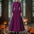 thumbnail image 2 of HXWCHs Women's Gothic Dress Solid Color Slim Waist Retro Victorian Evening Gown Purple XL, 2 of 8