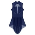 thumbnail image 6 of Doomiva Women's Lyrical Dance Costume Ruched Sleeveless Keyhole Modern Contemporary Dance Dress Navy Blue L, 6 of 7