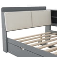 thumbnail image 2 of Noble House Arford Full Size Platform Bed with Trundle and Upholstered Storage Headboard, Solid Pine Wood, Gray, 2 of 12