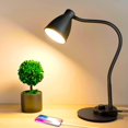 thumbnail image 1 of Lámpara de Escritorio LED, lampara de Mesa con USB Recargable, 3 Luces Regulables, Flexible de 360, Lámpara de Trabajo Inteligente Automática, Lampara Noche para leer oficina, Estudio, 1 of 9