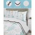 thumbnail image 4 of Quilts Twin-XL Size Bedding Set, Teal Coastal Lightweight Quilted Comforter, Nautical Summer Beach Coral Sea Turtle Soft Reversible Bedspread Coverlet with Pillow Covers for All Season, 68" x 98", 4 of 7