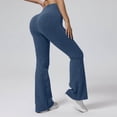 thumbnail image 4 of Oksale Womens Ribbed Yoga Pants Flare Leggings for Women Butt Lifting Seamless Stretch High Waisted Workout Legging Pants Navy S, 4 of 10