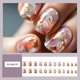 thumbnail image 3 of Uñas postizas acrílicas cuadradas con diseño de flores y purpurina dorada, 24 unidades., 3 of 5
