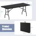 thumbnail image 4 of Topcobe 6 ft Portable Folding Table 350 LBS Fold-in-Half Table with HDPE Tabletop, Outdoor Camping Equipment for Travel, Picnic, Party-Black, 4 of 11