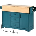 thumbnail image 6 of Spacious 55.7" Kitchen Island Cart With 2 Drop Leaf, Power Outlet, Folding Storage Table, 3 Drawers, Finish Rolling On 5 Wheels, Supply, Compartments And Eclectic Style,, 6 of 6