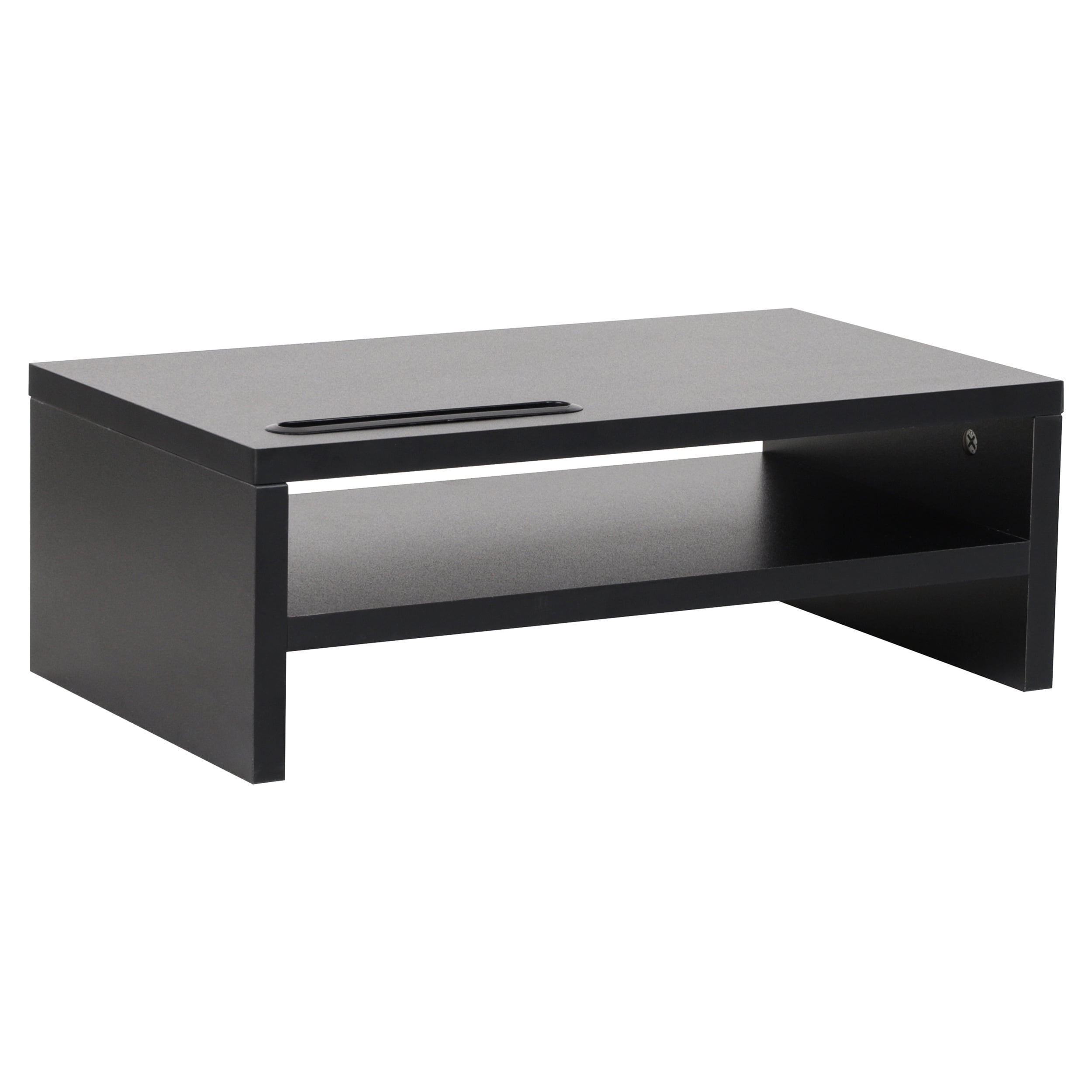 Mind Reader Monitor Stand with Phone Slot and Storage Shelf, Desktop Riser, 88 lb Capacity, MDF Wood, Black