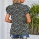 thumbnail image 2 of Mujeres de manga corta Top floral impresión frill TRIM moda casual blusa para el hogar citas trabajo, 2 of 8