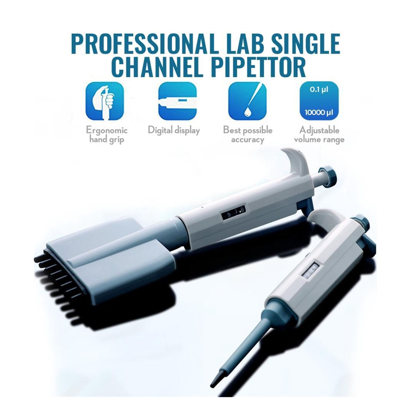 0.1:10000 ul Single:Channel Pipette(Digital Micropipette), Precision Adjustable Pipettor ,Precision & Accuracy