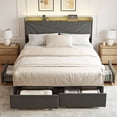 thumbnail image 2 of GUNAITO Full Size Bed Frame with 4 Storage Drawers, Upholstered LED Bed with USB Ports, Modern Bed with Headboard Noise Free Platform Bed with Metal Frame, Dark Gray, 2 of 9