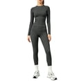 thumbnail image 2 of Workout Sets for Women 2 Piece Scrunch Butt Lifting Leggings Long Sleeve Slim Fit Tops Matching Set Gym Yoga Outfits, 2 of 6