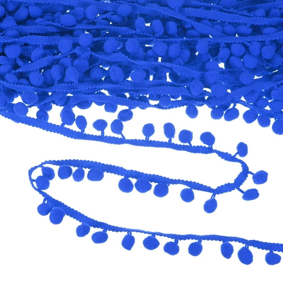 Uxcell Pom Pom Ball Fringe Trim, 10 Yards 11mm Mini Pom Pom Trim Ribbon for Home Decoration/DIY Crafts, Sapphire Blue