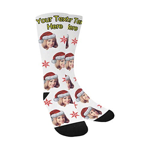 Custom Printed Socks Custom Face Socks Christmas Hat Socks Custom Socks Custom Photo Socks Picture Socks Personalized Christmas Socks